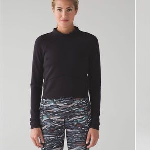 Lululemon Black Hill and Valley Mock Neck Croptop